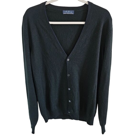 McGeorge of Scotland Vintage Men Cardigan Size L  100% lambs Wool Forrest Green - Picture 1 of 6